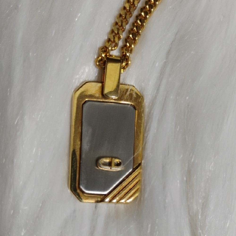 SALE! Authentic Dior 3D CD Initial Gold/Silver Pendant Necklace - Picture 8 of 12